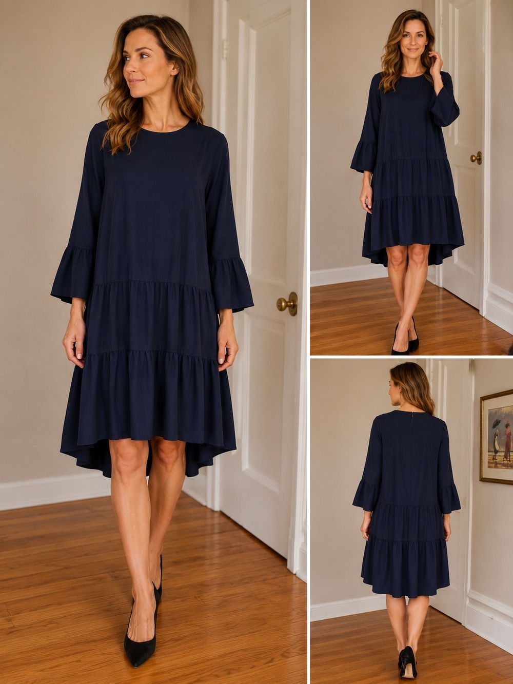 COS Navy Tiered Dress – Size S/36